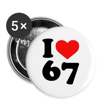 Six Seven - I love 67  - Meme - Basketball - 6-7 - Buttons groß 56 mm (5er Pack) - Weiß - Vorne