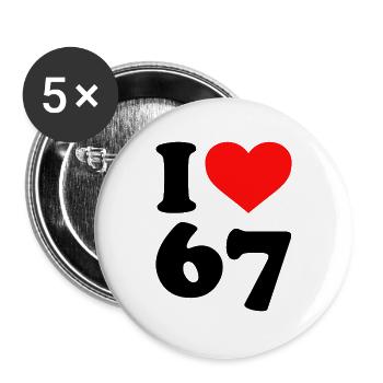 Six Seven - I love 67  - Meme - Basketball - 6-7 - Buttons groß 56 mm (5er Pack) - Weiß - Vorne