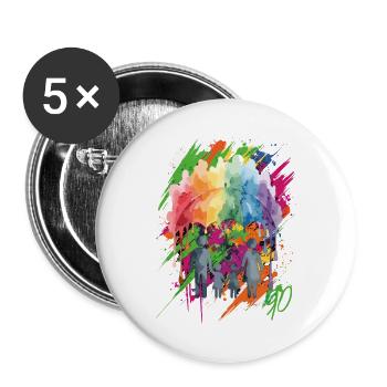 Abstrakte 90er Farbexplosion - Buttons groß 56 mm (5er Pack) - Weiß - Vorne