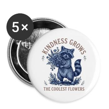 Kindness Grows The Coolest Flowers - Buttons groß 56 mm (5er Pack) - Weiß - Vorne