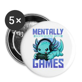Funny Axolotl Gamer Gaming - Buttons groß 56 mm (5er Pack) - Weiß - Vorne