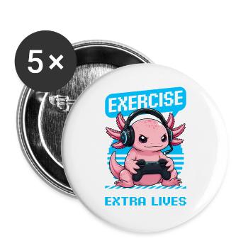 Funny Axolotl Gamer Gaming - Buttons groß 56 mm (5er Pack) - Weiß - Vorne