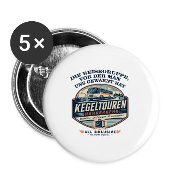 Kegelclub on Tour - Kegeltour - Buttons groß 56 mm (5er Pack) - Weiß - Vorne