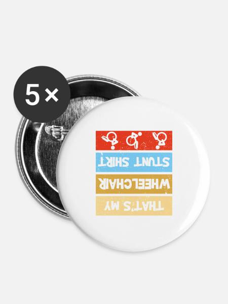 Wheelchair Stunt Rollstuhlfahrer - Buttons groß 56 mm (5er Pack) - Weiß