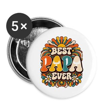 Baba Retro Arabische Kalligraphie Vatertag - Buttons groß 56 mm (5er Pack) - Weiß - Vorne