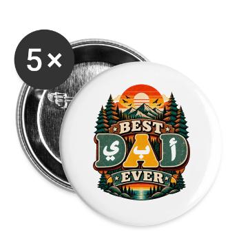 Bester Retro-Stil Arab Family Baba - Buttons groß 56 mm (5er Pack) - Weiß - Vorne