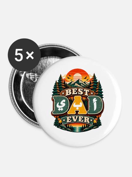 Bester Retro-Stil Arab Family Baba - Buttons groß 56 mm (5er Pack) - Weiß