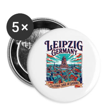 City Vintage Leipzig Germany Cultural Soul Of - Buttons groß 56 mm (5er Pack) - Weiß - Vorne