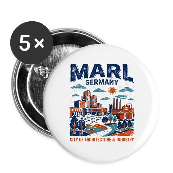 Marl Germany City of Architecture And Industry - Buttons groß 56 mm (5er Pack) - Weiß - Vorne