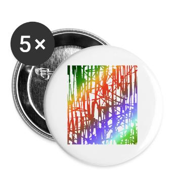 Regenbogen Liniengewitter - Buttons groß 56 mm (5er Pack) - Weiß - Vorne