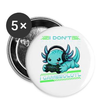 Funny Axolotl Gamer Gaming - Buttons groß 56 mm (5er Pack) - Weiß - Vorne