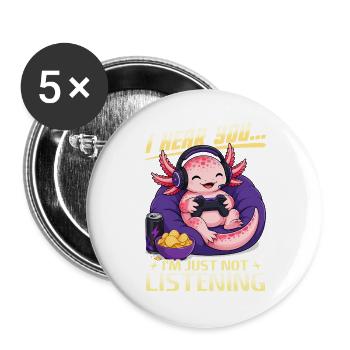 Funny Axolotl Gamer Gaming - Buttons groß 56 mm (5er Pack) - Weiß - Vorne