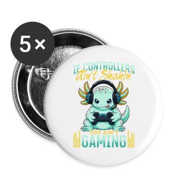 Funny Axolotl Gamer Gaming - Buttons groß 56 mm (5er Pack) - Weiß - Vorne