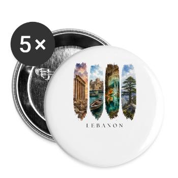 Libanon Travel – Beirut & Kultur Motiv - Buttons groß 56 mm (5er Pack) - Weiß - Vorne