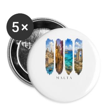 Malta Urlaub Travel – Küste & Kultur Motiv - Buttons groß 56 mm (5er Pack) - Weiß - Vorne