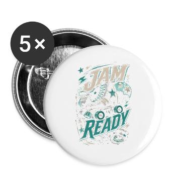 Roller Derby Jam Ready - Buttons groß 56 mm (5er Pack) - Weiß - Vorne