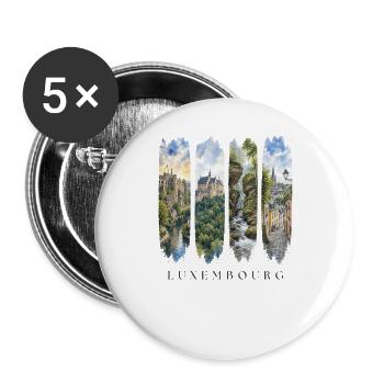 Luxemburg Travel – Altstadt & Festung Motiv - Buttons groß 56 mm (5er Pack) - Weiß - Vorne