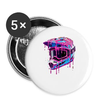 Retro Motocross Dirtbike Fahrer Motiv - Buttons groß 56 mm (5er Pack) - Weiß - Vorne