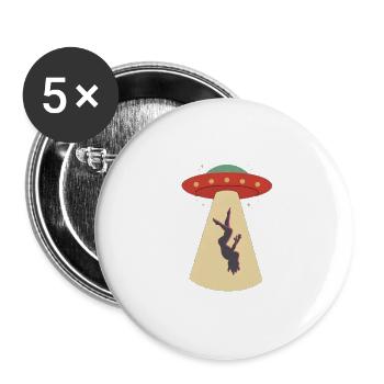 Lichtstrahl Entführung Retro UFO - Buttons groß 56 mm (5er Pack) - Weiß - Vorne