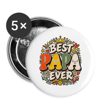 Retro Bester Arabischer Stil Baba - Buttons groß 56 mm (5er Pack) - Weiß - Vorne