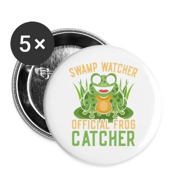 Frog Catcher Swamp Watcher Frog - Buttons groß 56 mm (5er Pack) - Weiß - Vorne