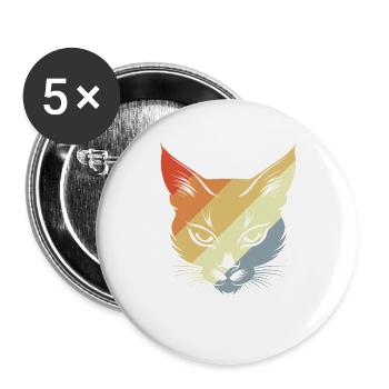 Retro Katze - Buttons groß 56 mm (5er Pack) - Weiß - Vorne