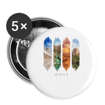 Oman Urlaub Travel – Wüste & Orient Motiv - Buttons groß 56 mm (5er Pack) - Weiß - Vorne