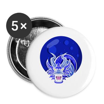 Qigong Qi Gong Tai Chi Chigong Drache - Buttons groß 56 mm (5er Pack) - Weiß - Vorne