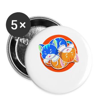 Qigong Qi Gong Tai Chi Chigong Katze - Buttons groß 56 mm (5er Pack) - Weiß - Vorne