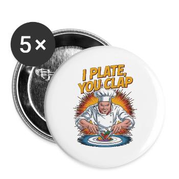 Sous Chef I Plate You Clap Culinary Professional - Buttons groß 56 mm (5er Pack) - Weiß - Vorne
