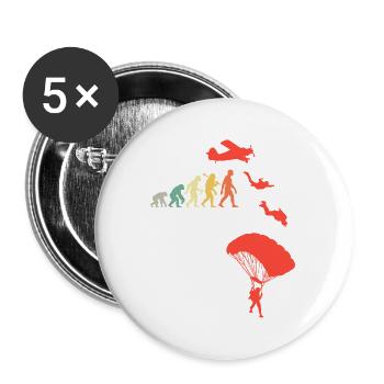 Fallschirmspringer Evolution Absprung Fallschirm - Buttons groß 56 mm (5er Pack) - Weiß - Vorne