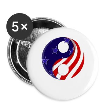 Qigong Qi Gong Tai Chi Chigong Amerika USA - Buttons groß 56 mm (5er Pack) - Weiß - Vorne