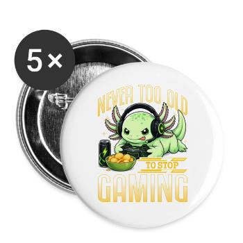 Funny Axolotl Gamer Gaming - Buttons groß 56 mm (5er Pack) - Weiß - Vorne