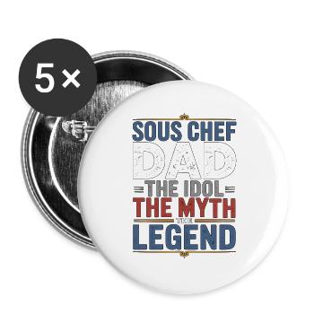 Sous Chef Dad The Idol The Culinary Professional - Buttons groß 56 mm (5er Pack) - Weiß - Vorne