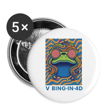 Hippie-Musik, trippy-Pilz-Pilze vibrieren in 4D - Buttons groß 56 mm (5er Pack) - Weiß - Vorne