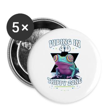 Vibrieren in 4D Trippy Zone Hippie-Musik Trippy - Buttons groß 56 mm (5er Pack) - Weiß - Vorne