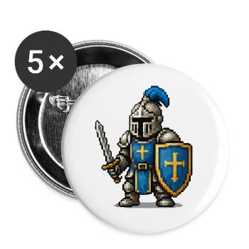 Ritter mit Schild und Schwert - Buttons groß 56 mm (5er Pack) - Weiß - Vorne
