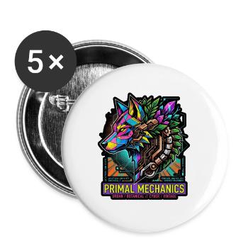 Urmechanik – Neon Wolf - Buttons groß 56 mm (5er Pack) - Weiß - Vorne
