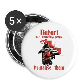 Buhurt Knight Bouhourt Krieger Ritterkampf HEMA - Buttons groß 56 mm (5er Pack) - Weiß - Vorne