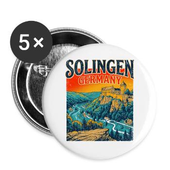 City Vintage Solingen Germany European Travel - Buttons groß 56 mm (5er Pack) - Weiß - Vorne