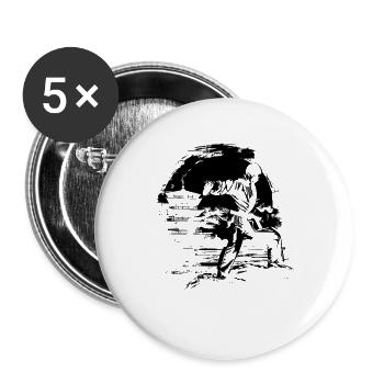 Karateka - Buttons groß 56 mm (5er Pack) - Weiß - Vorne