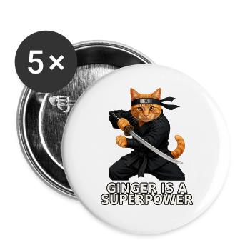 Ingwer ist eine Superkraft - Buttons groß 56 mm (5er Pack) - Weiß - Vorne