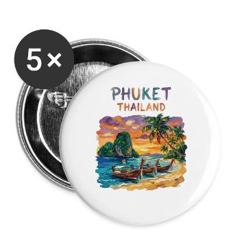 Phuket Thailand - Buttons groß 56 mm (5er Pack) - Weiß - Vorne