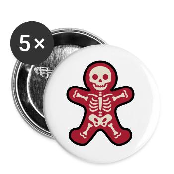 Goth Lebkuchen Skelett Logo - Buttons groß 56 mm (5er Pack) - Weiß - Vorne