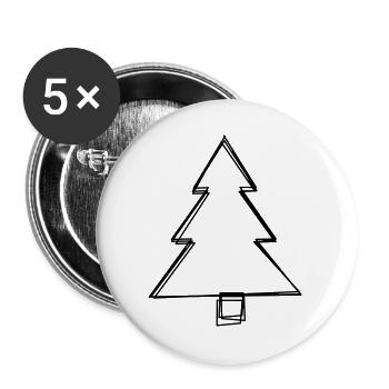 Tannenbaum handgezeichnet - Buttons groß 56 mm (5er Pack) - Weiß - Vorne