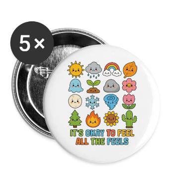Welttag der psychischen Gesundheit Kinder für Jungen - Buttons groß 56 mm (5er Pack) - Weiß - Vorne