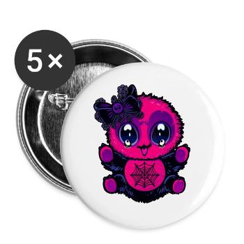 Kawaii Spinnenbaby mit Netz - Buttons groß 56 mm (5er Pack) - Weiß - Vorne