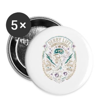 Roller Derby - Buttons groß 56 mm (5er Pack) - Weiß - Vorne