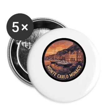 Monte Carlo Monaco - Buttons groß 56 mm (5er Pack) - Weiß - Vorne