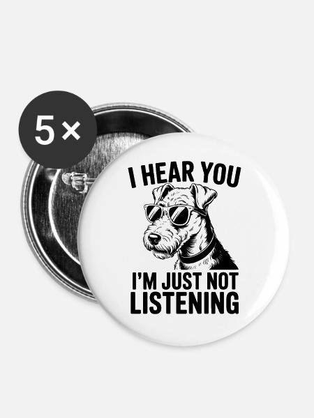 Airedale Terrier Spruch Airedale Terrier Geschenk - Buttons groß 56 mm (5er Pack) - Weiß